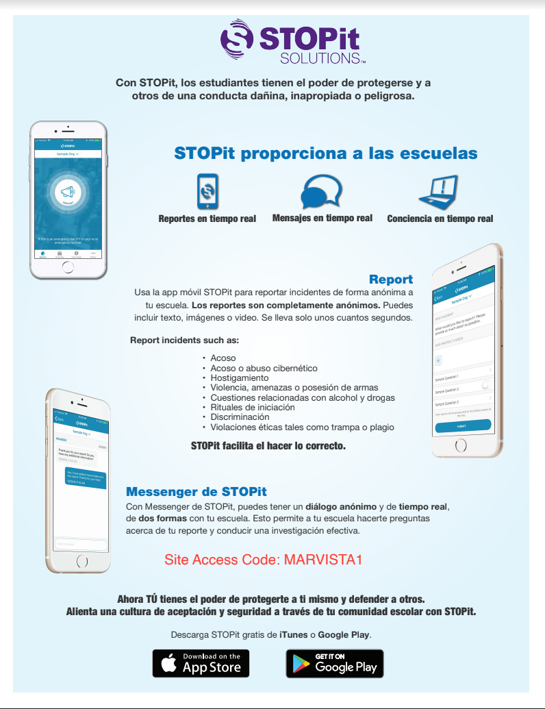 STOPit code access poster Spanish